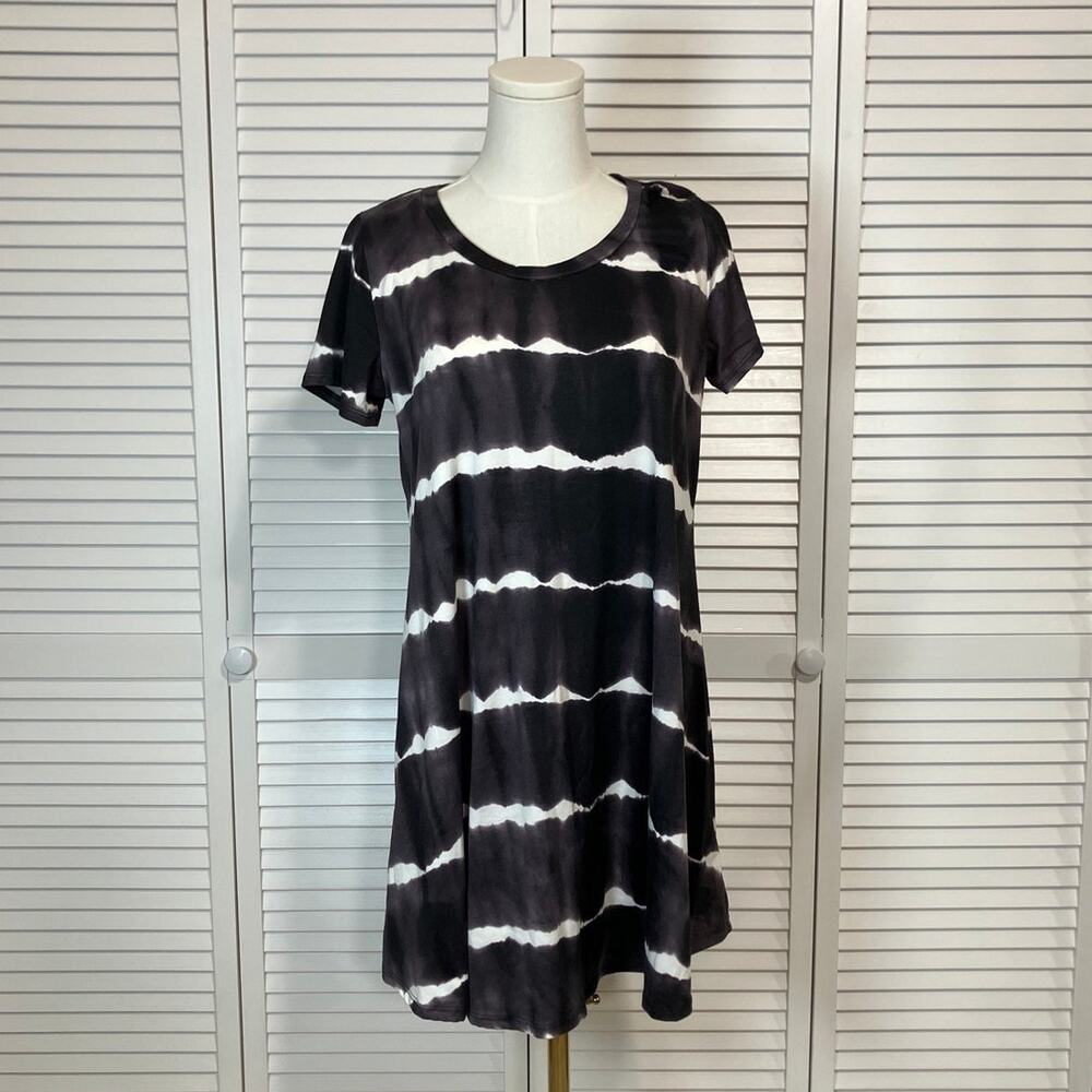 NWT Acting Pro Boho Whimsigoth Blue White Tie-dye Mini T-Shirt Dress L